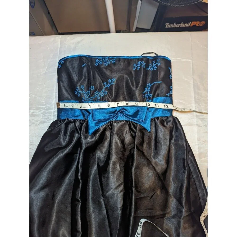 jessica mcclintock for gunne sax dress Blue/Black Strapless Size 3 - Picture 14 of 16